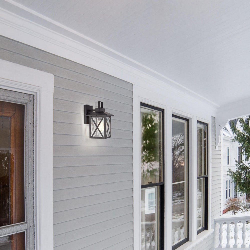 Chloe Lighting Lawrence Transitional 1 Light Textured Black Outdoor Wall Sconce 11’’ Height CHL-CH2S210BK11-OD1