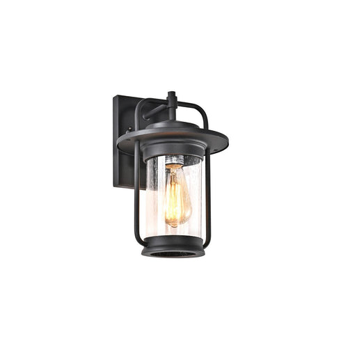 Lighting JEFFREY Transitional 1 Light Textured Black Outdoor Wall Sconce 13" Height