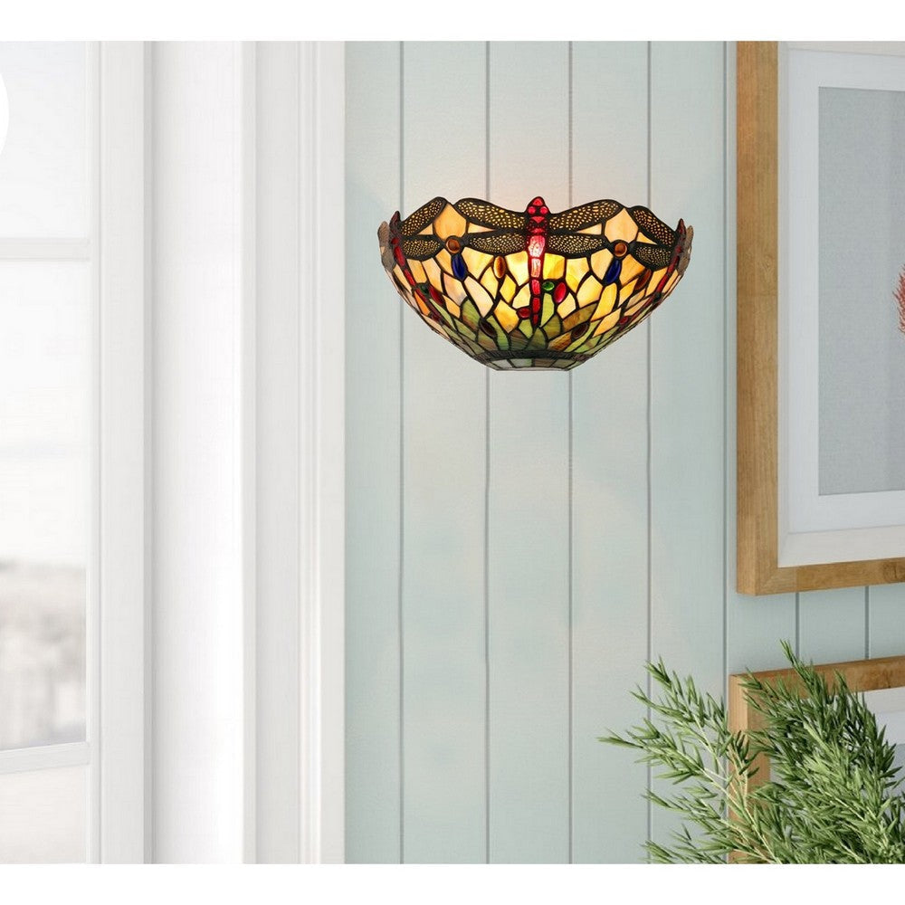 CHLOE Lighting ANISOPTERA PURITY Dragonfly-Style 1-Light Black Finish Wall Sconce 12’’ Wide CHL-CH32825DB12-WS1