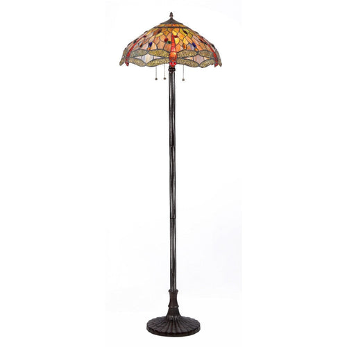 ANISOPTERA PURITY Tiffany-style 3 Light Dragonfly Floor Lamp 18" Shade