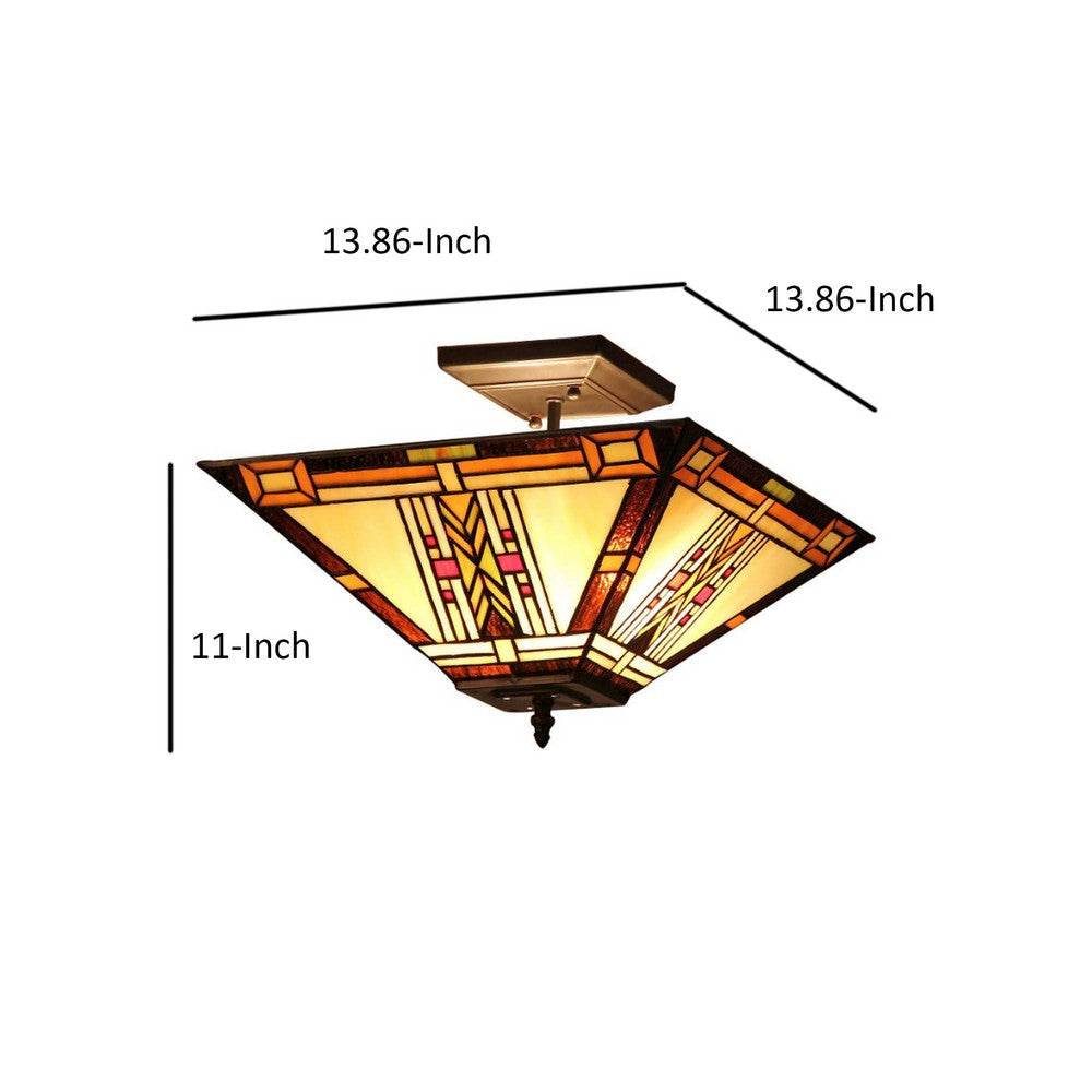 Inverted Tiffany Style Glass Ceiling Fixture Multicolor CHL-CH33291MS14-UF2