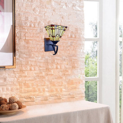 CHLOE Lighting KINSEY Mission Tiffany-style Blackish Bronze 1 Light Wall Sconce 6" Wide