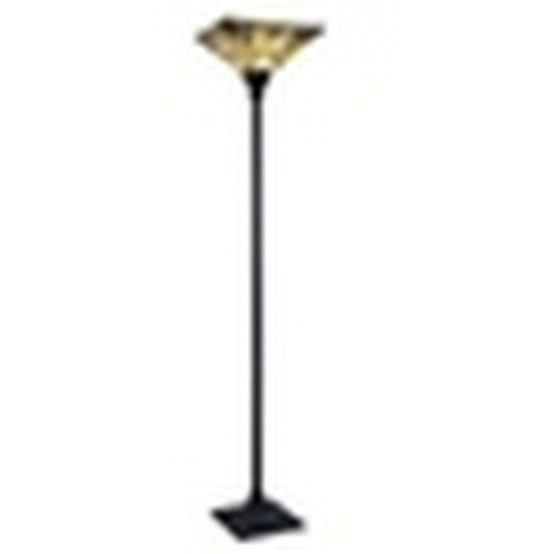 CHLOE Lighting KINSEY Tiffany-Style Blackish Bronze 1-Light Mission Torchiere Floor Lamp 14" Shade