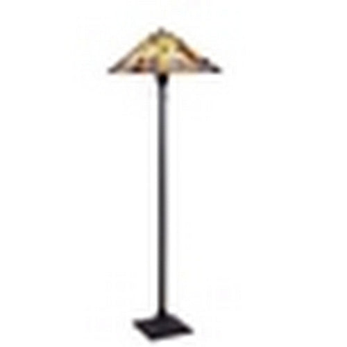 CHLOE Lighting KINSEY Tiffany-Style Blackish Bronze 2-Light Mission Floor Lamp 18" Shade