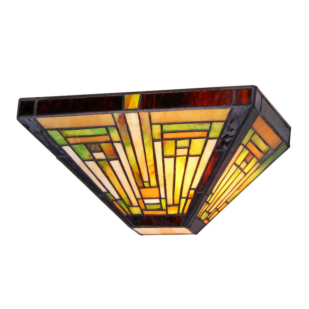 Hand Crafted Mission Style Glass Wall Sconce, Multicolor