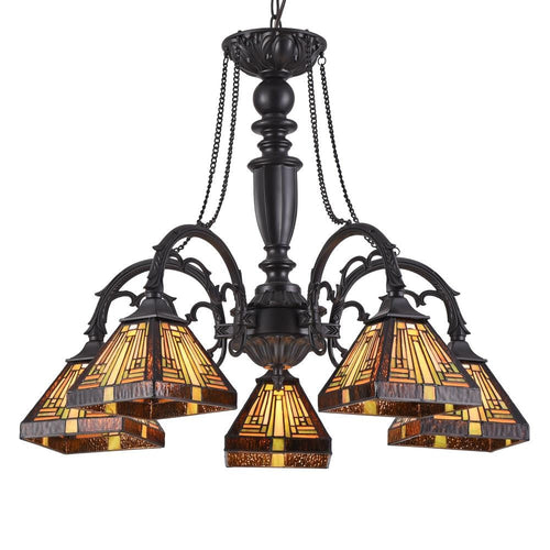 CHLOE Lighting INNES Tiffany-style 5 Light Mission Large Chandelier 27" Wide