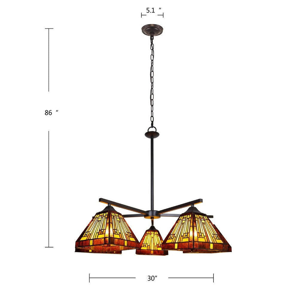CHLOE Lighting INNES Mission Tiffany-Style Blackish Bronze 5 Light Large Chandelier 30’’ Wide CHL-CH33359MR30-EE5