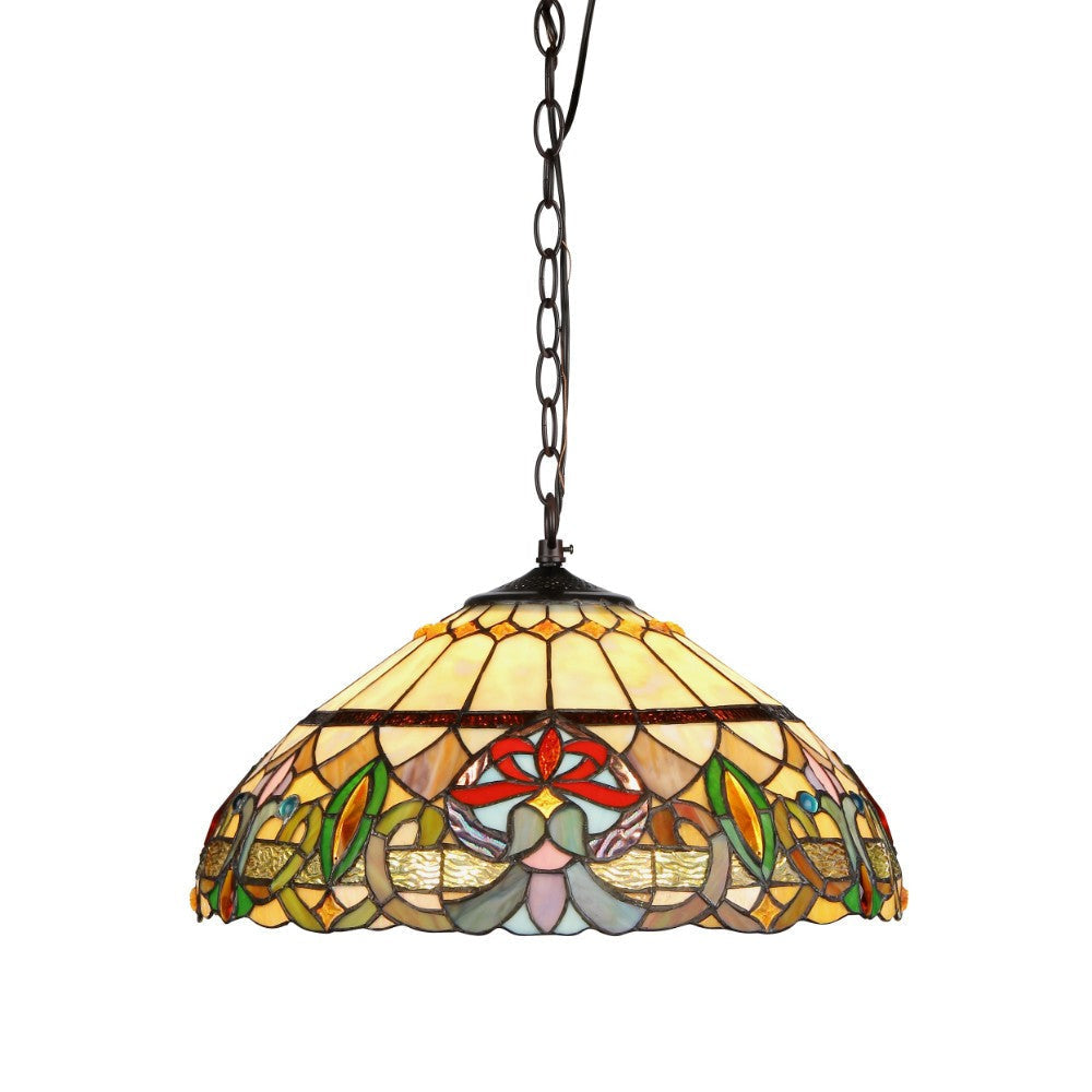 HESTER Tiffany-style 2 Light Victorian Ceiling Pendant Fixture 18" Shade