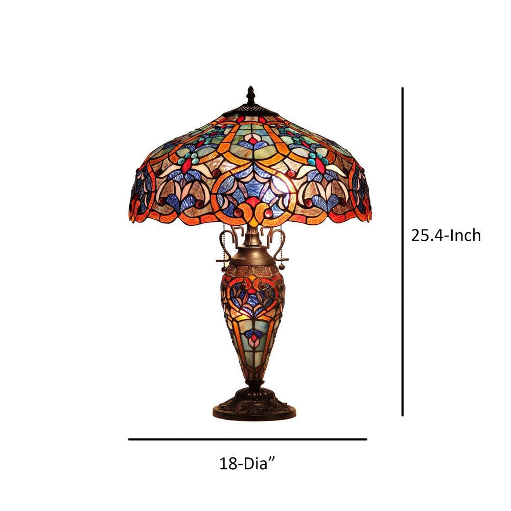 Victorian Design Glass Table Lamp with Trophy Style Base Multicolor CHL-CH33473BV18-DT3