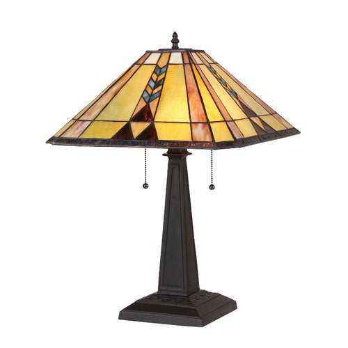 CHLOE Lighting KENT Tiffany-style 2 Light Mission Table Lamp 16" Shade