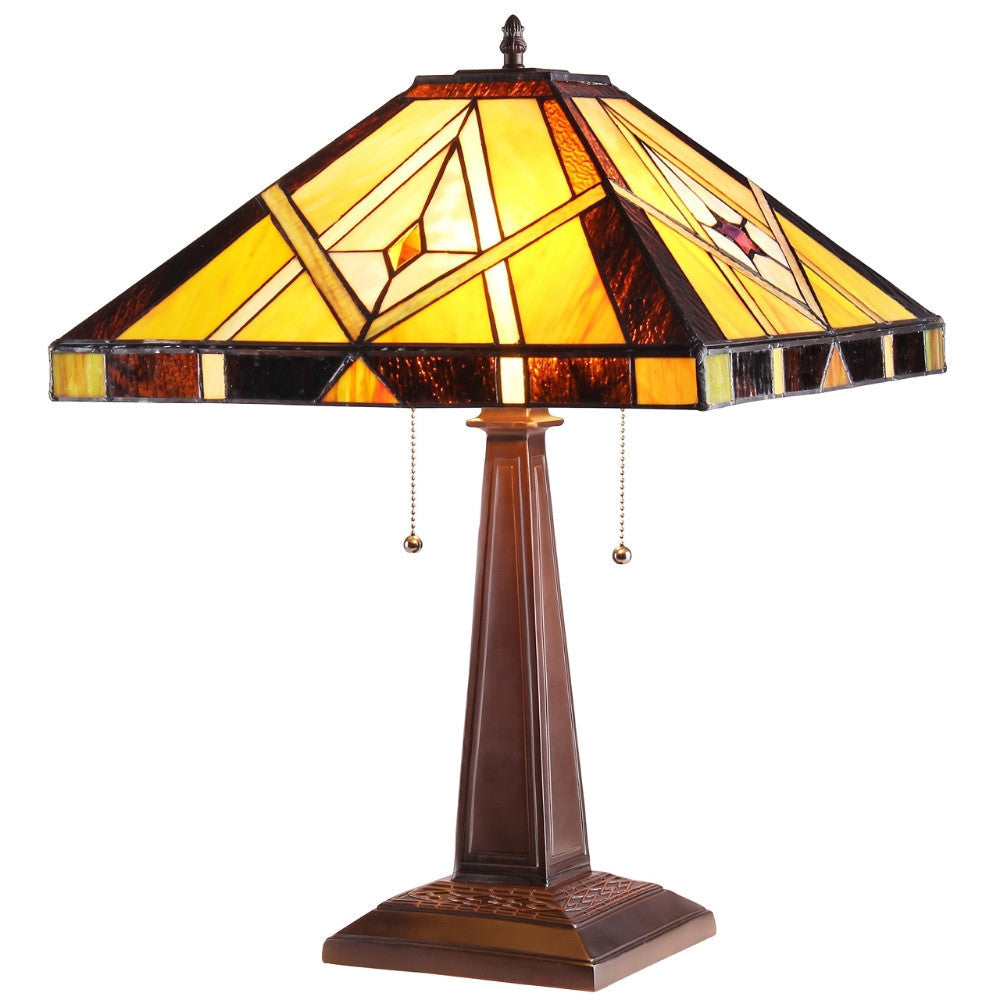KIETH Tiffany-style 2 Light Mission Table Lamp 16" Shade
