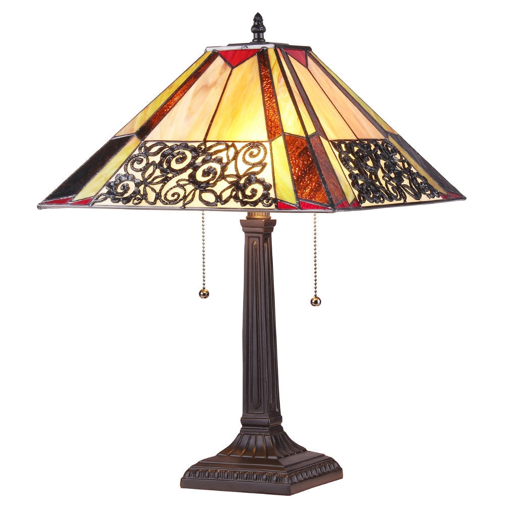 EVELYN Tiffany-style 2 Light Mission Table Lamp 16" Shade