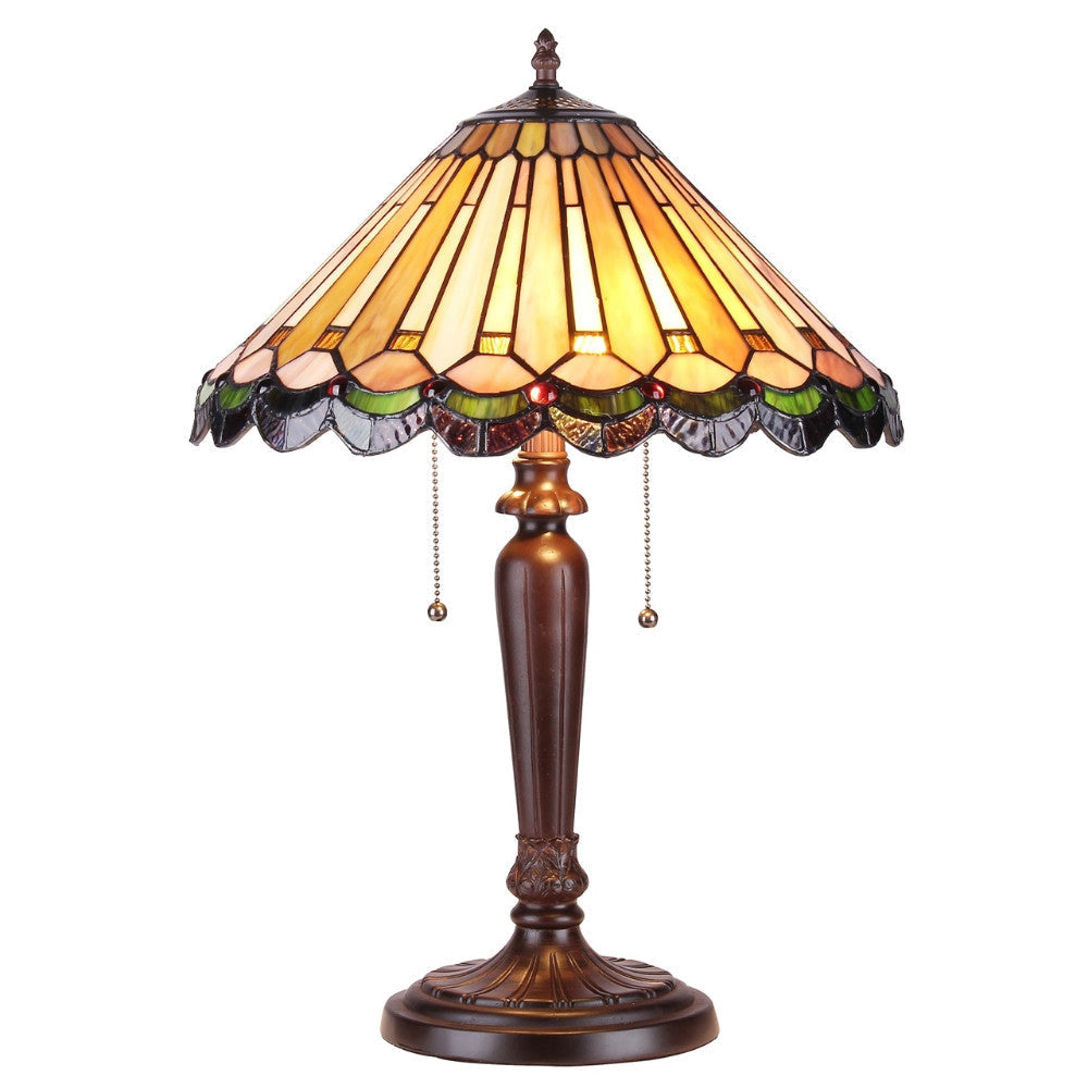 INEZ Tiffany-style 2 Light Mission Table Lamp 16" Shade