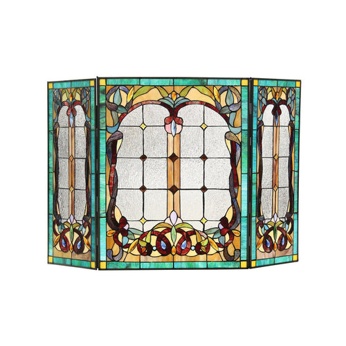 Lucian, Tiffany-Style 3Pcs Folding Victorian Fireplace Screen 44X28