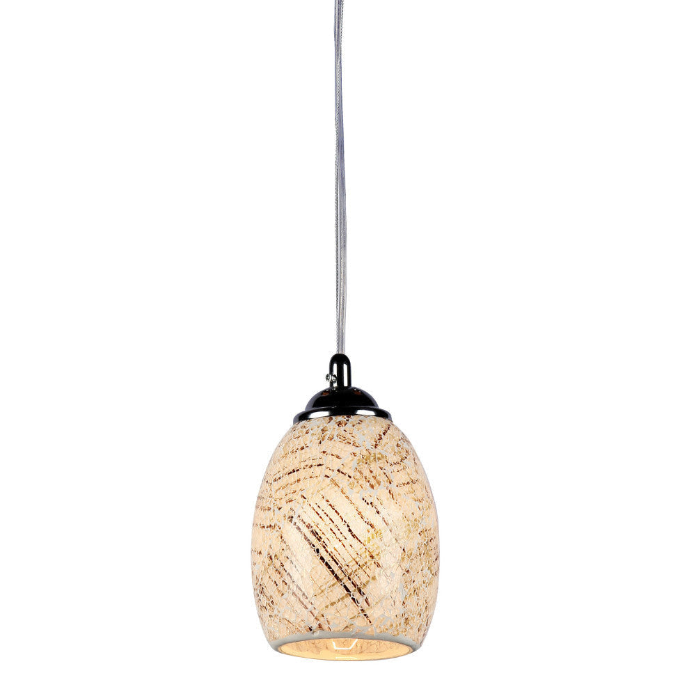 Textured Lines Dome Glass Shade Pendant Light with Hanging Cord Beige CHL-CH3GY16TC05-DP1