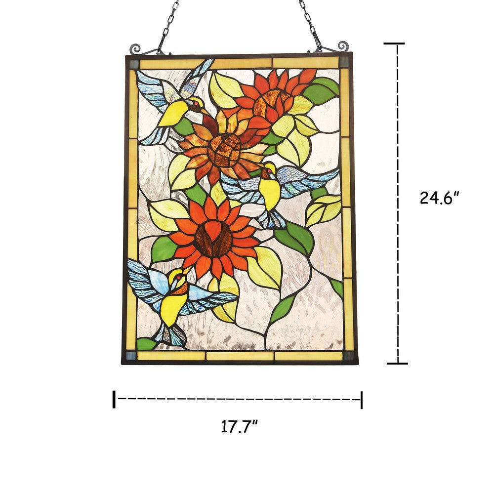 Lighting SUNFLOWER Animal Tiffany-glass Window Panel 24’’ Tall CHL-CH3P124OF24-GPN