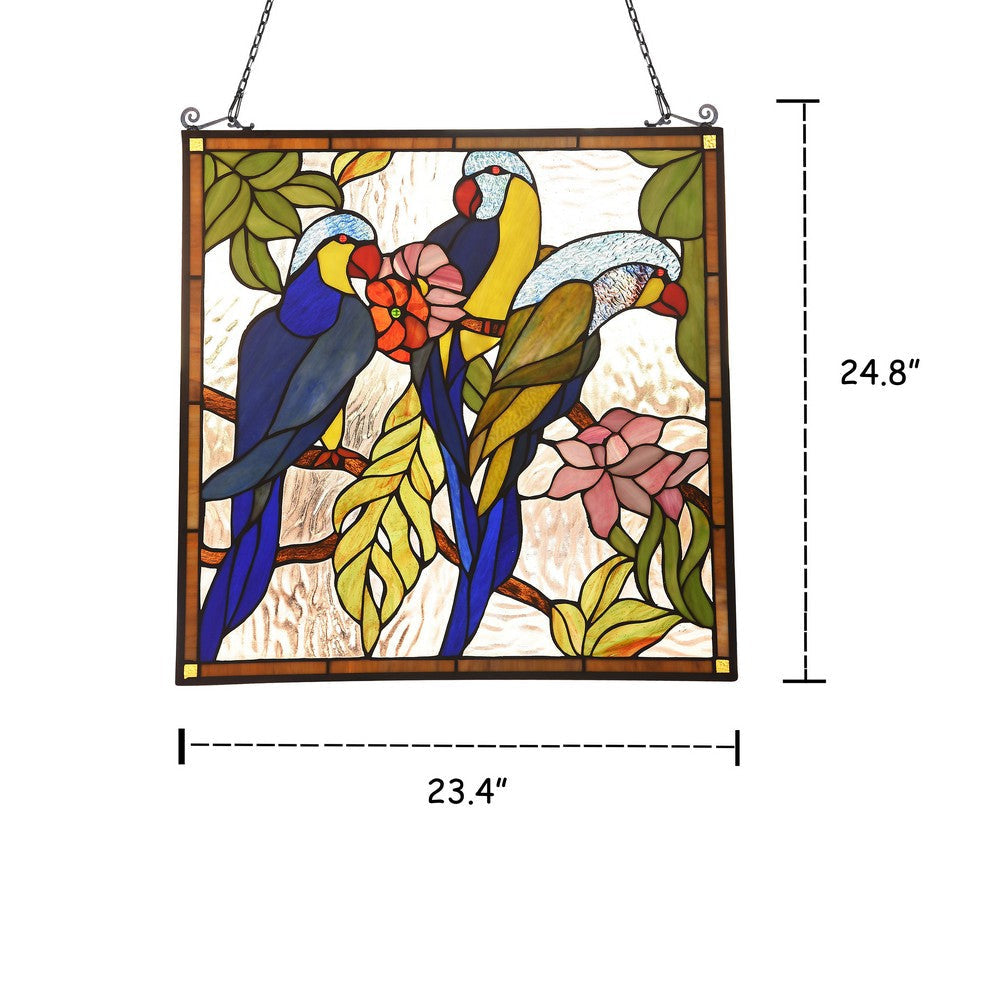 Lighting AVA Animal Tiffany-glass Window Panel 24’’ Tall CHL-CH3P181BA24-GPN
