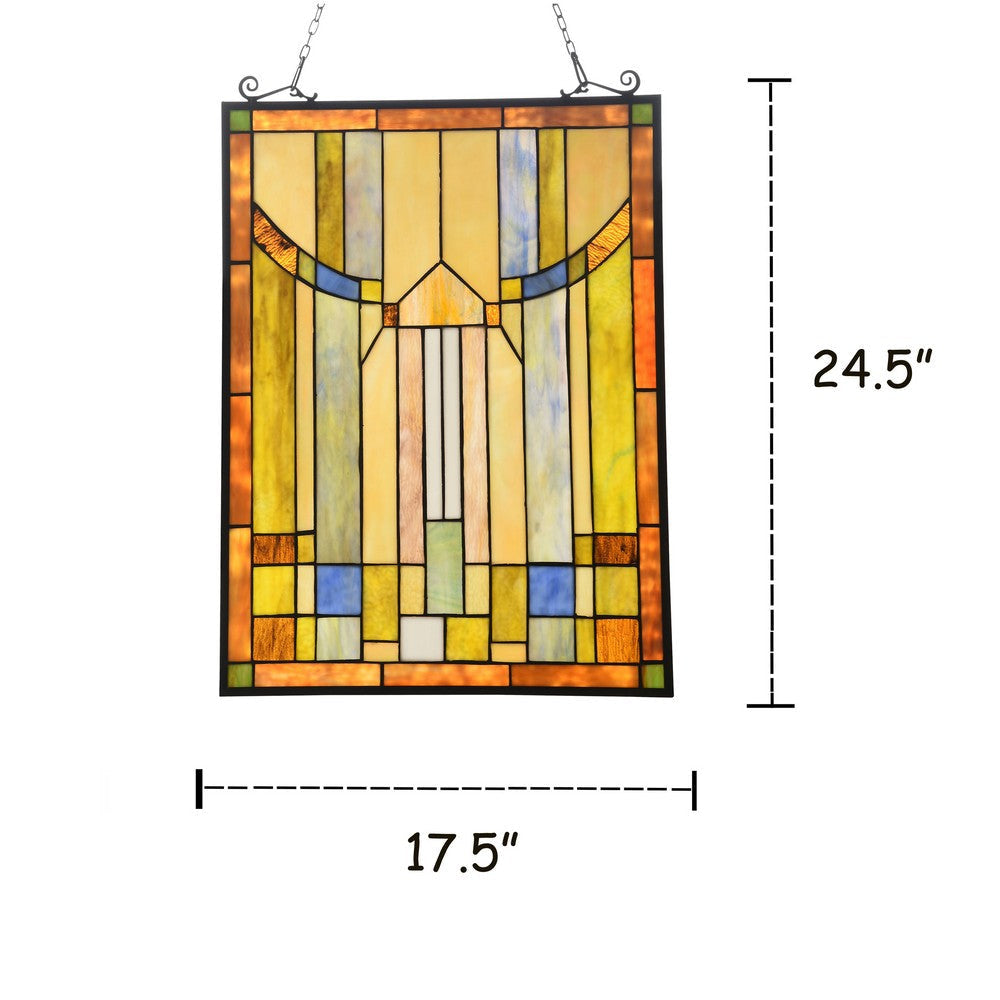 Lighting KINSEY Tiffany-style Misssion Design Window Panel 18’’ x 25’’ CHL-CH3P293MS25-GPN