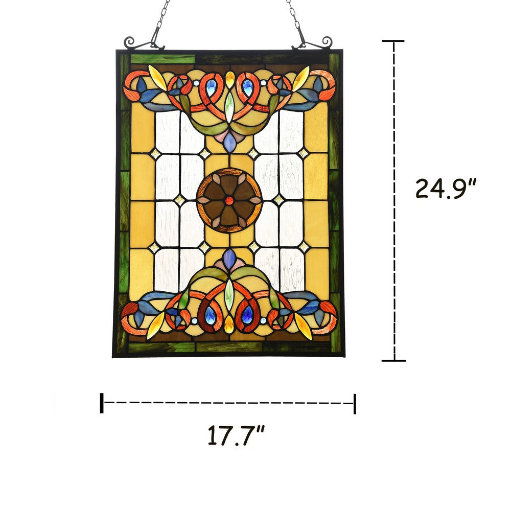 Lighting BILLIE Tiffany-style Victorian Design Window Panel 18’’ x 25’’ CHL-CH3P355AV25-GPN