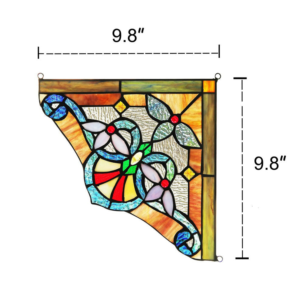 Lighting ANELISA Victorian Tiffany-glass Window Panel 10’’ Wide CHL-CH3P381BV10-CGP