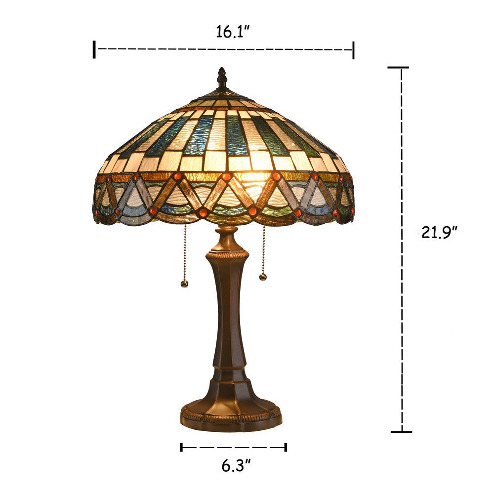 Lighting COURTLAND Tiffany-style 2 Light Mission Table Lamp 16’’ Shade CHL-CH3T033CM16-TL2