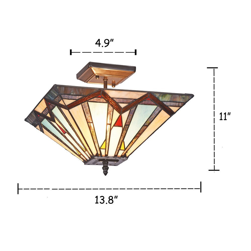 Lighting MANTON Mission 2 Light Blackish Bronze Semi-flush Ceiling Fixture 14’’ Wide CHL-CH3T168BM14-UF2