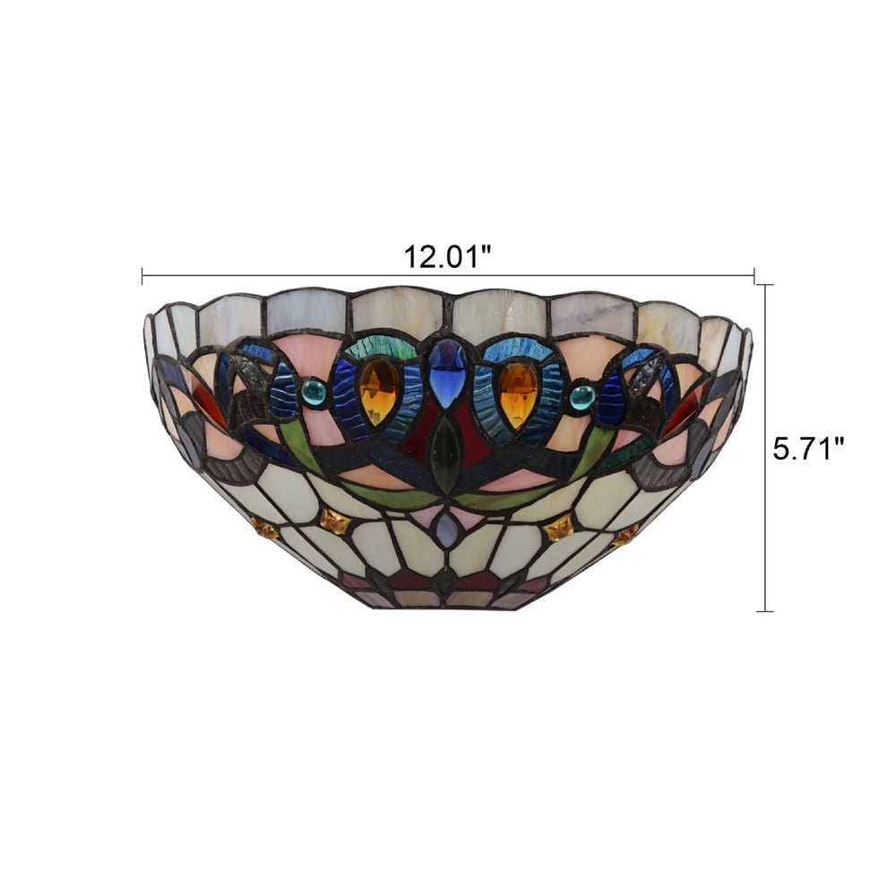 CHLOE Lighting SERENITY Victorian Tiffany-style Black 1 Light Wall Sconce 12’’ Wide CHL-CH3T353BV12-WS1