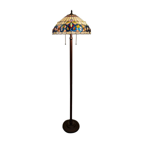 CHLOE Lighting SERENITY Victorian Tiffany-Style Dark Bronze 2 Light Floor Lamp 18" Wide