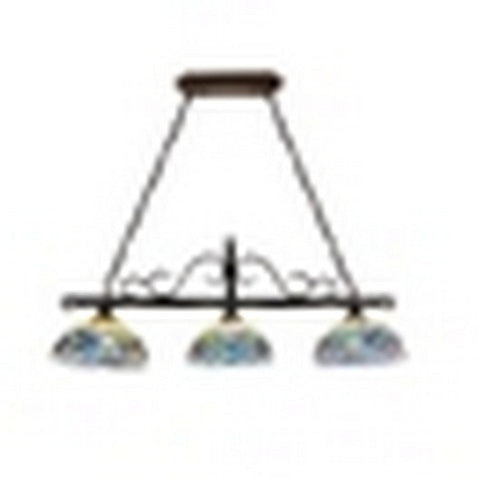 CHLOE Lighting SERENITY Victorian Tiffany-Style Dark Bronze 3 Light Island Pendant 45" Wide