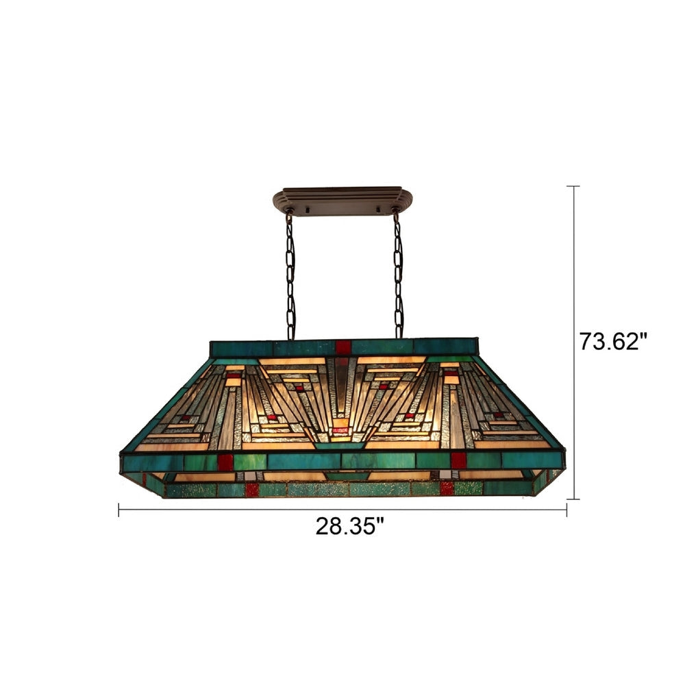 CHLOE Lighting INNES Mission Tiffany-Style Blackish Bronze 3 Light Island Pendant 28’’ Wide CHL-CH3T359BM28-IL3