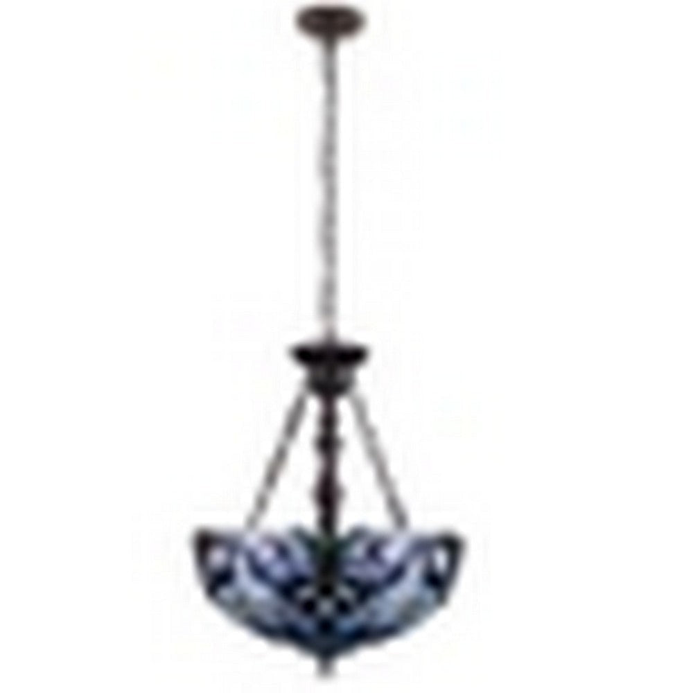 CHLOE Lighting GRENVILLE Victorian Tiffany-Style Dark Bronze 2 Light Inverted Ceiling Pendant 18’’ Wide CHL-CH3T381VB18-UP2
