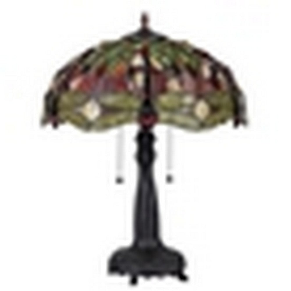 CHLOE Lighting ’EMPRESS’ Tiffany-style Dragonfly 2 Light Table Lamp 18’’ Shade CHL-CH3T471RD18-TL2