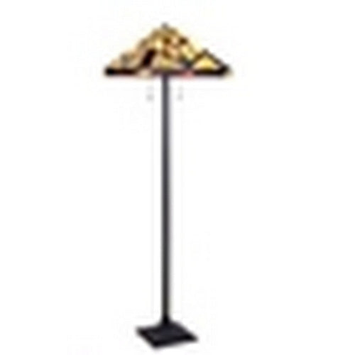 CHLOE Lighting VINCENT Tiffany-Style Blackish Bronze 2-Light Mission Floor Lamp 18" Shade