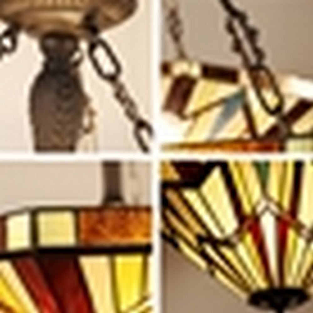 CHLOE Lighting VINCENT Tiffany-Style Blackish Bronze 3-Light Mission Inverted Pendant 22’’ Wide CHL-CH3T523BM22-UP3