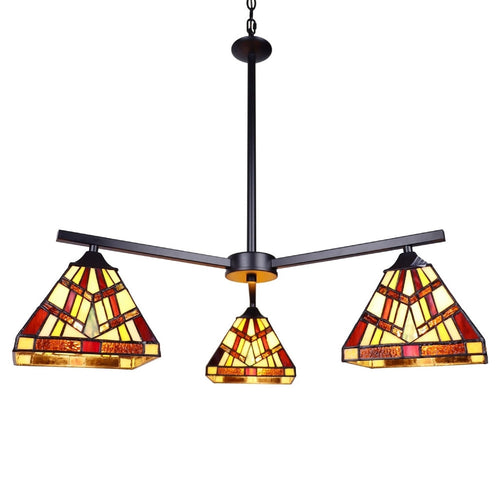 CHLOE Lighting VINCENT Mission Tiffany-style Blackish Bronze 3 Light Chandelier 27" Wide