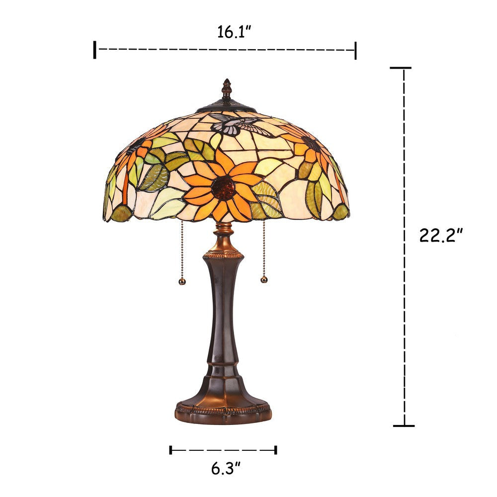Lighting SARAI Floral 2 Light Dark Bronze Table Lamp 16’’ Wide CHL-CH3T617OF16-TL2