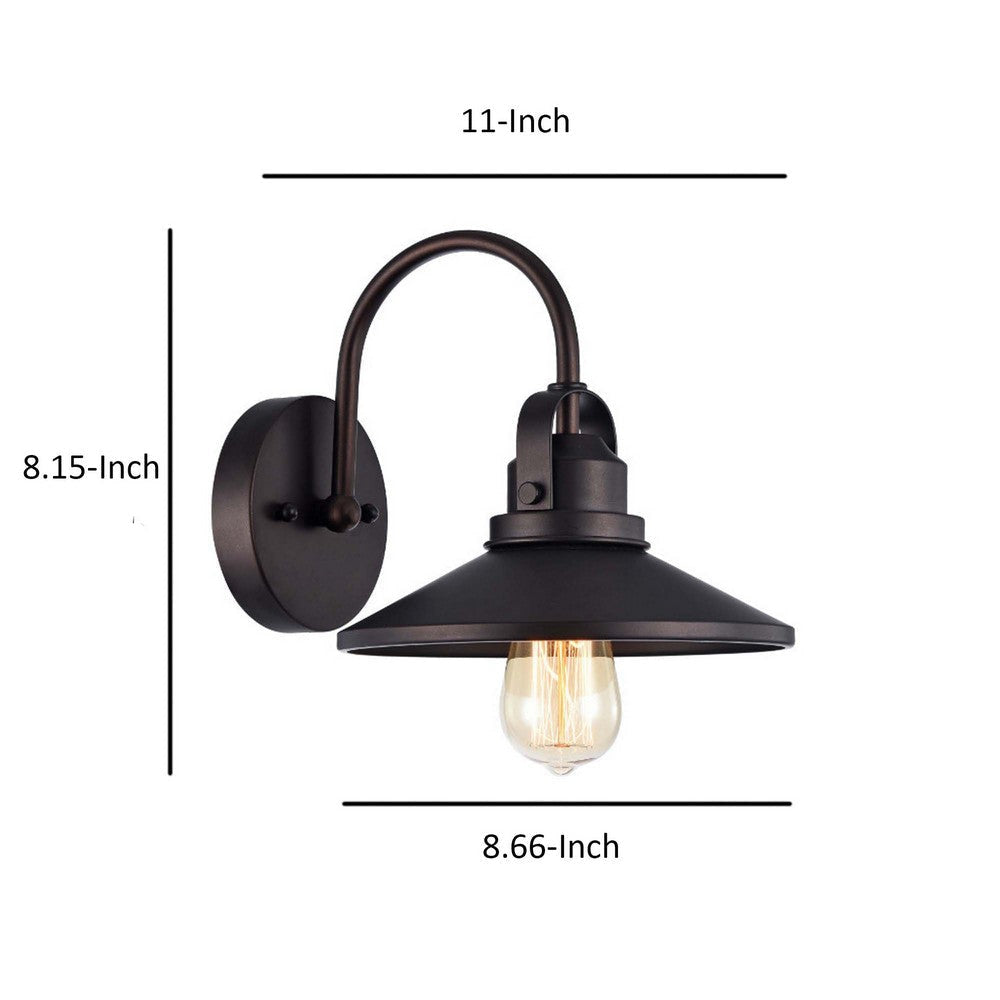 9 Inches Industrial Round Metal Shade Wall Sconce Bronze CHL-CH57050RB09-WS1