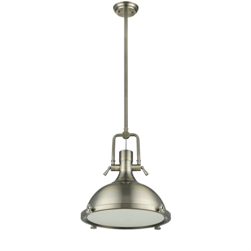 IRONCLAD Industrial-style 1 Light Antique Brass Ceiling Mini Pendant 18" Shade