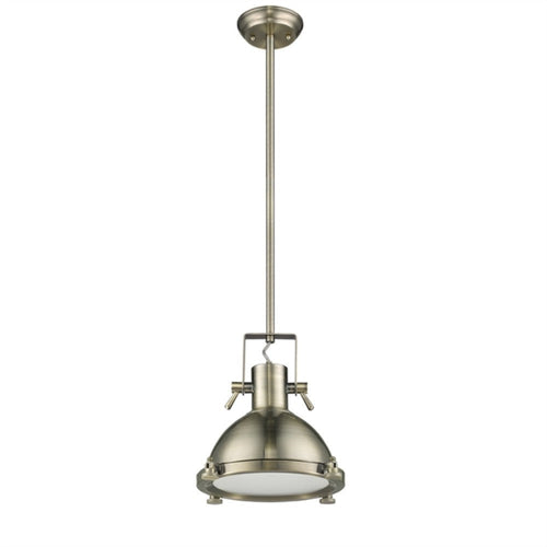 IRONCLAD Industrial-style 1 Light Antique Brass Ceiling Mini Pendant 13" Shade
