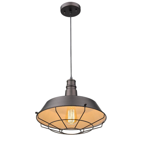 60 Watt Metal Pendant Light with Grill Design, Black