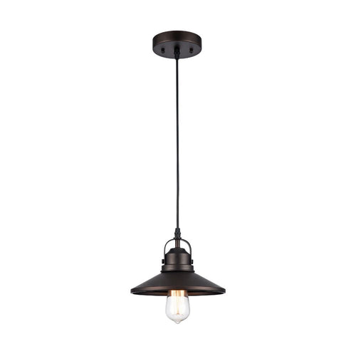 IRONCLAD Industrial-style 1 Light Rubbed Bronze Ceiling Mini Pendant 9" Shade