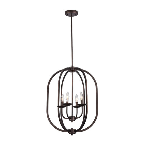 IRONCLAD Industrial-style 4 Light Rubbed Bronze Ceiling Pendant 18" Wide