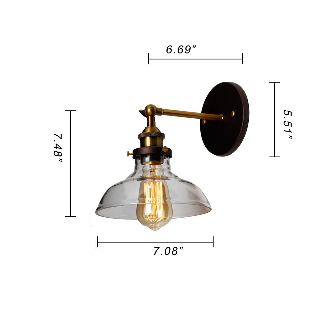 Lighting BRAXTON Industrial 1 Light Oil Rubbed Bronze Wall Sconce 8’’ Wide CHL-CH6D707RB08-WS1