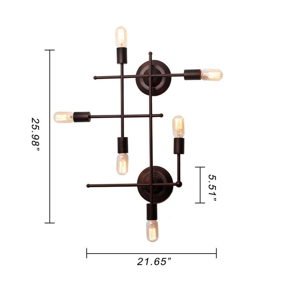 Lighting AYLETT Industrial 6 Light Oil Rubbed Bronze Wall Sconce 26’’ Wide CHL-CH6D771RB26-WS6