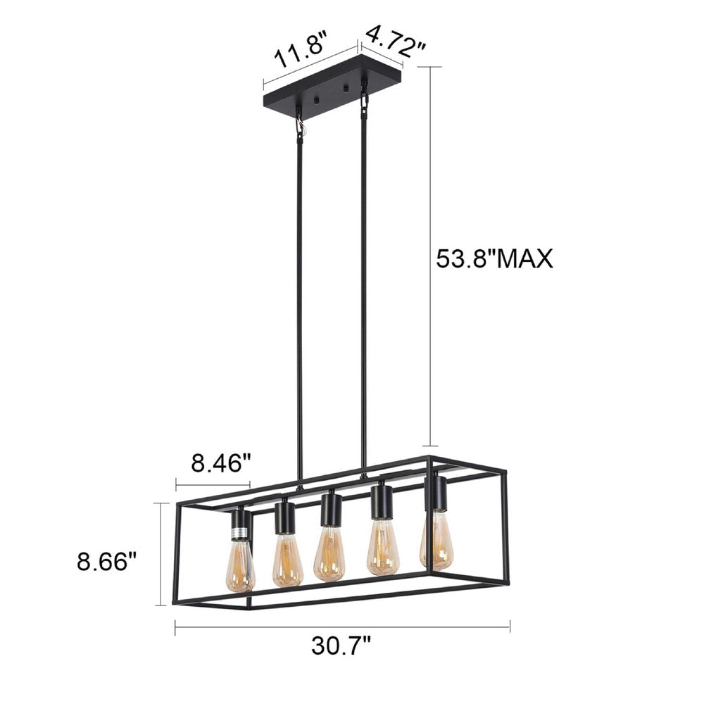 CHLOE Lighting IRONCLAD Industrial 5 Light Matt Black Island Pendant 33’’ Wide CHL-CH6D801BK33-DP5
