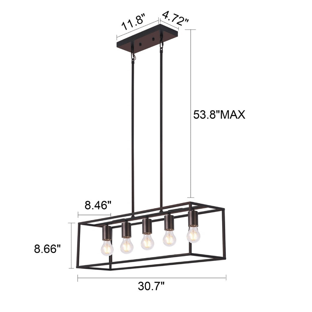 CHLOE Lighting IRONCLAD Industrial 5 Light Oil Rubbed Bronze Island Pendant 33’’ Wide CHL-CH6D801RB33-DP5