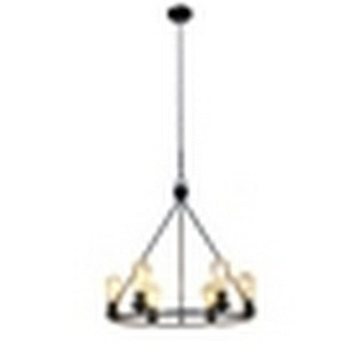 CHLOE Lighting IRONCLAD Industrial-Style Matt Black Finish 6 Light Large Pendant 22" Wide