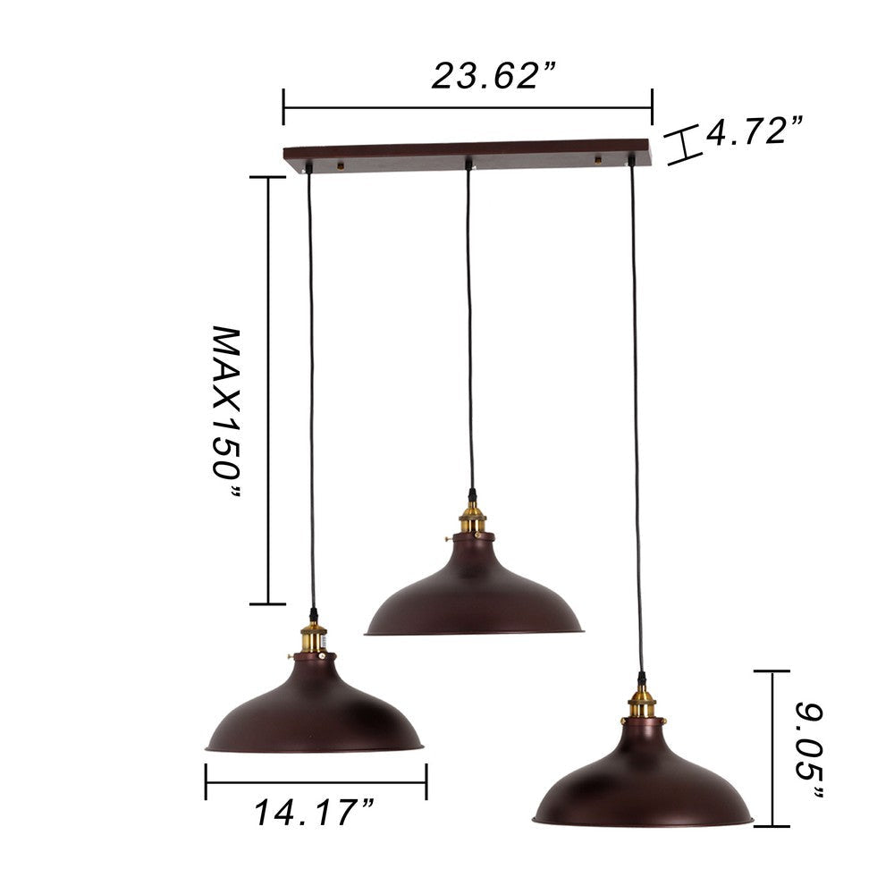 Lighting EADRED Industrial 3 Light Oil Rubbed Bronze Island Pendant 14’’ Wide CHL-CH6D886RB14-IL3