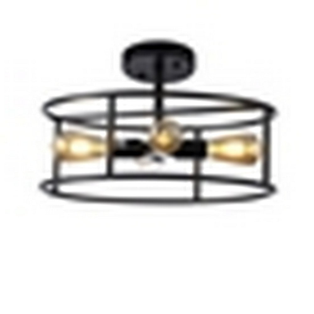 CHLOE Lighting RYKER Farmhouse 4 Light Black Drum Ceiling Pendant 18’’ Wide CHL-CH6H401BK18-SF4