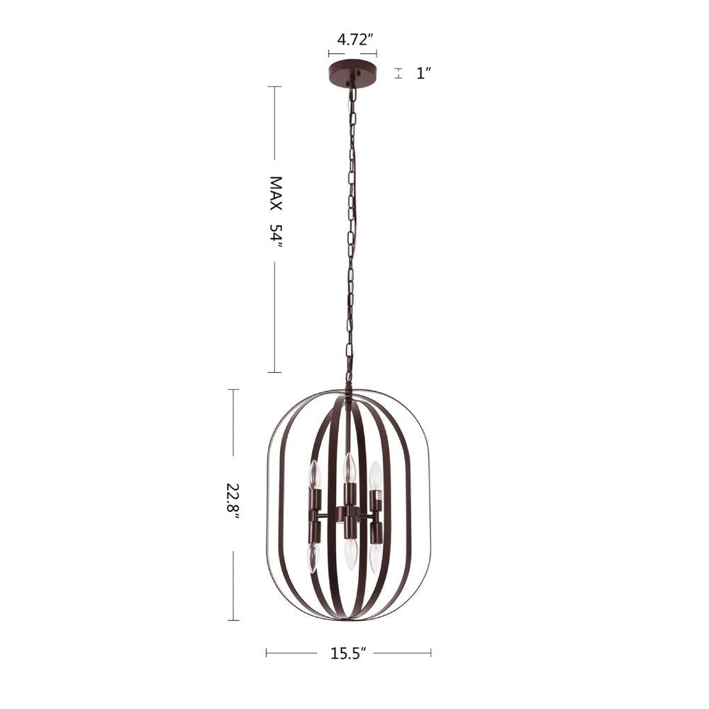 CHLOE Lighting PEPPER Transitional 6 Light Matt Black Finish Hanging Ceiling Pendant 15’’ Wide CHL-CH6S803RB15-UP6